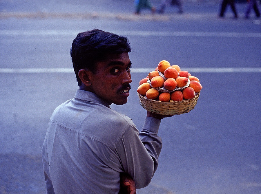 The peachseller. Near Crawford Market; Mumbai. 1997